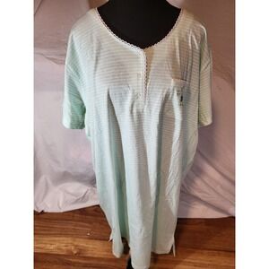 Vtge NWT Amanda Stewart Green Stripe Size 2X Nightgown Short Sleeve